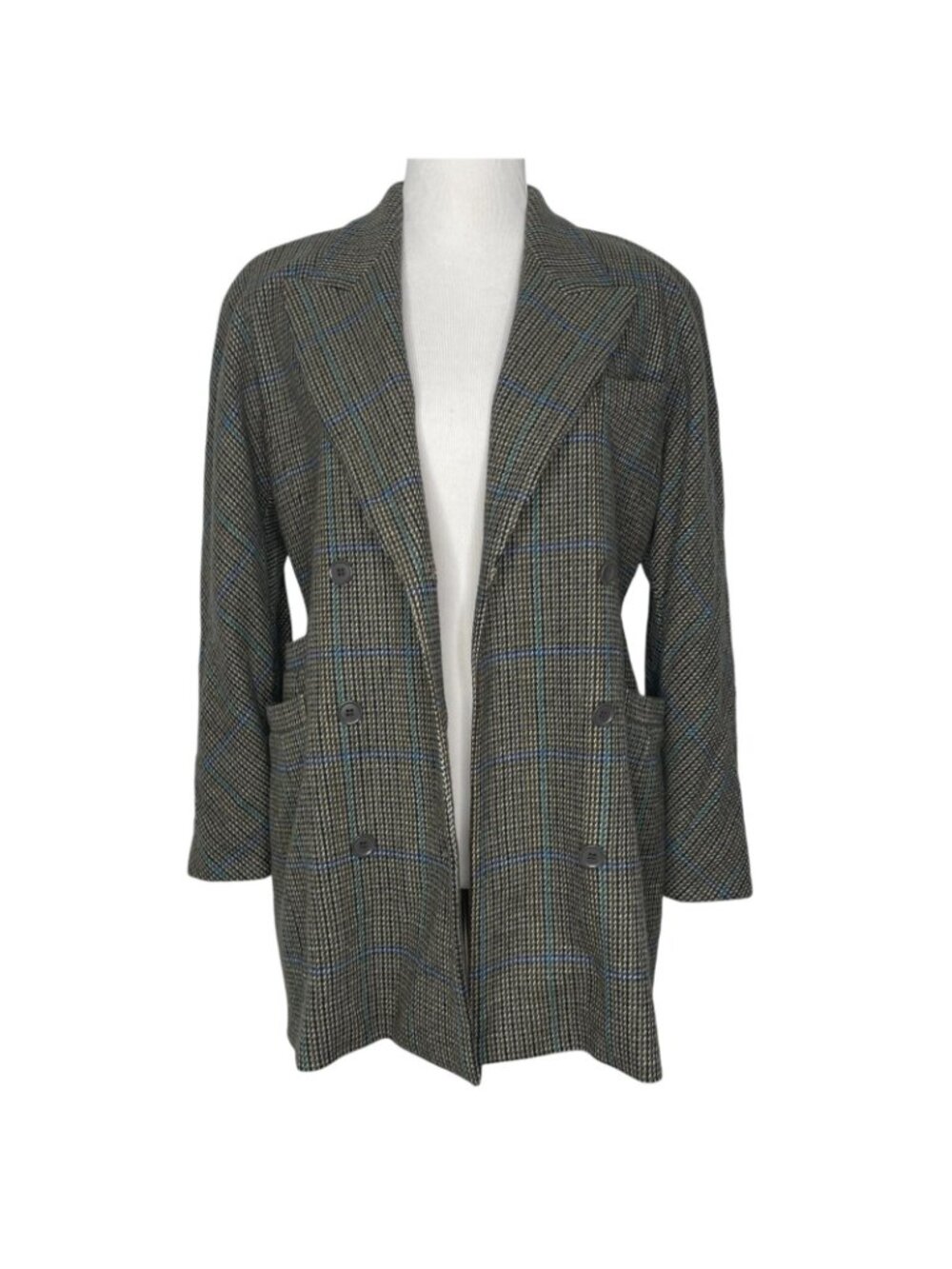 Vintage Escada Wool Blazer Jacket by Margaretha Ley Size 38 Plaid Double Breast - Picture 4 of 10